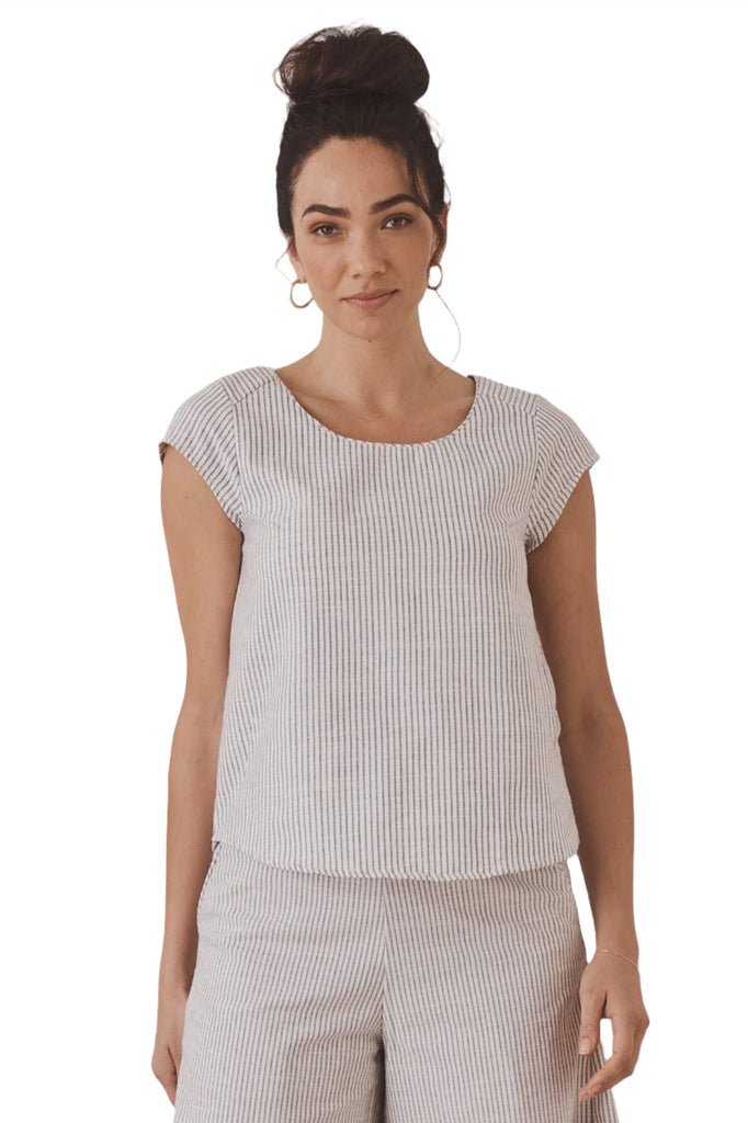 MahaShe Remi Top White Stripe Tops MahaShe XS(6)  