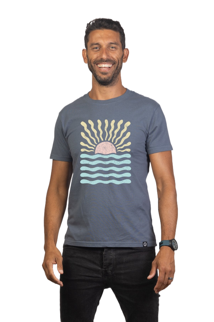 Night Blue Sunrise Over Sea Mens Tops Skumi   