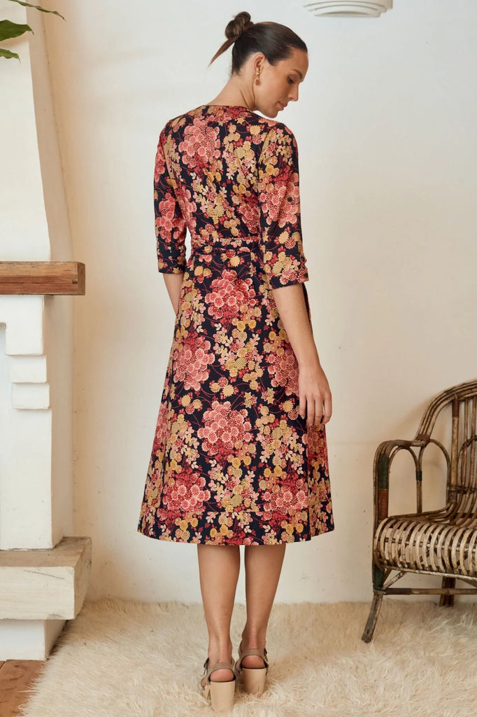 Angelica Wrap Dress Autumn Blossom - Global Free Style