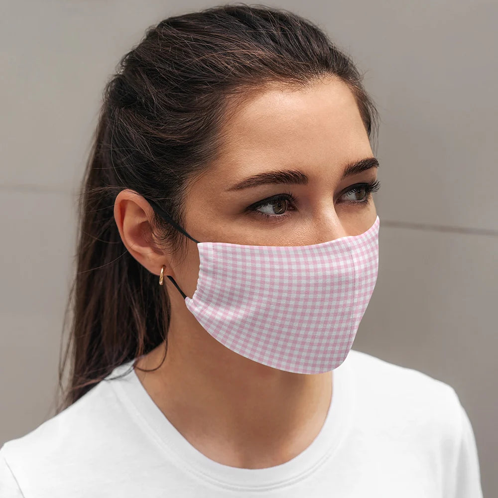 Face Mask Shaped Gingham Pink Small Gifts and Accessories Annabel Trends