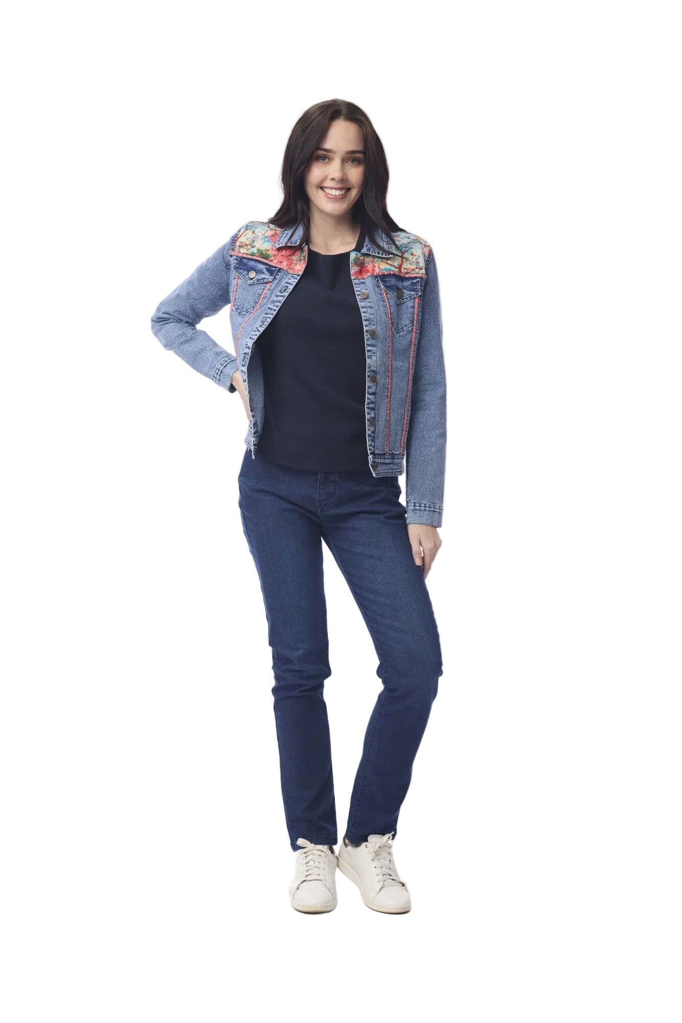 Nippori Jacket Denim Mix Print Jackets Orientique 6