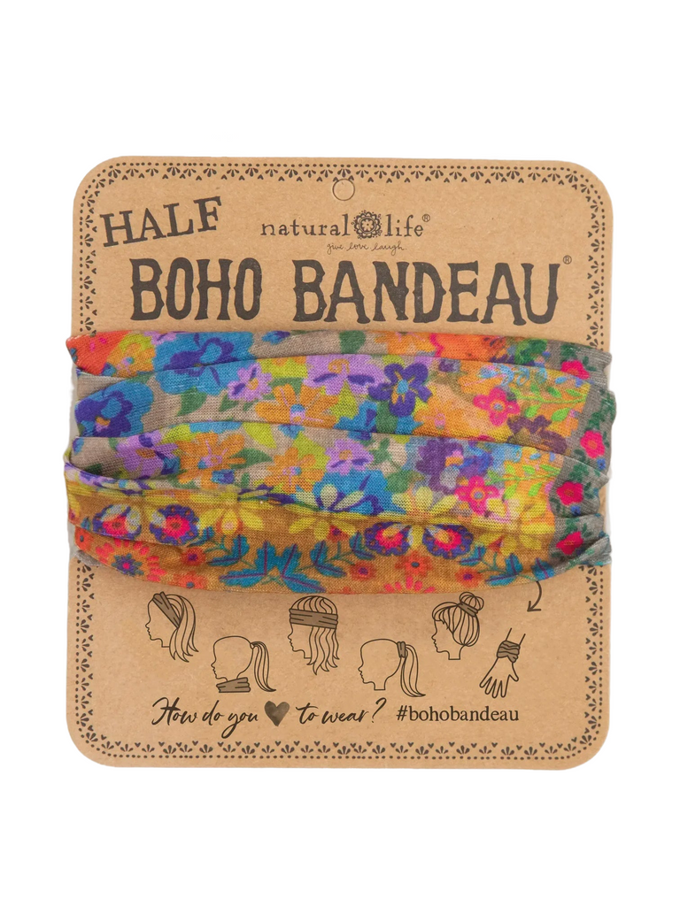 Boho Bandeau Half Ditsy Garden Black Bandeau Natural Life   