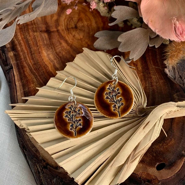 Faye Porcelain Earrings Brown Earrings Wolf and Clay