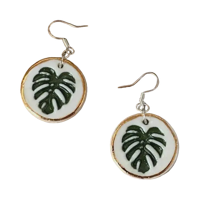 Handcrafted Imprint with Gold Dangle Earrings Earrings Wolf and Clay