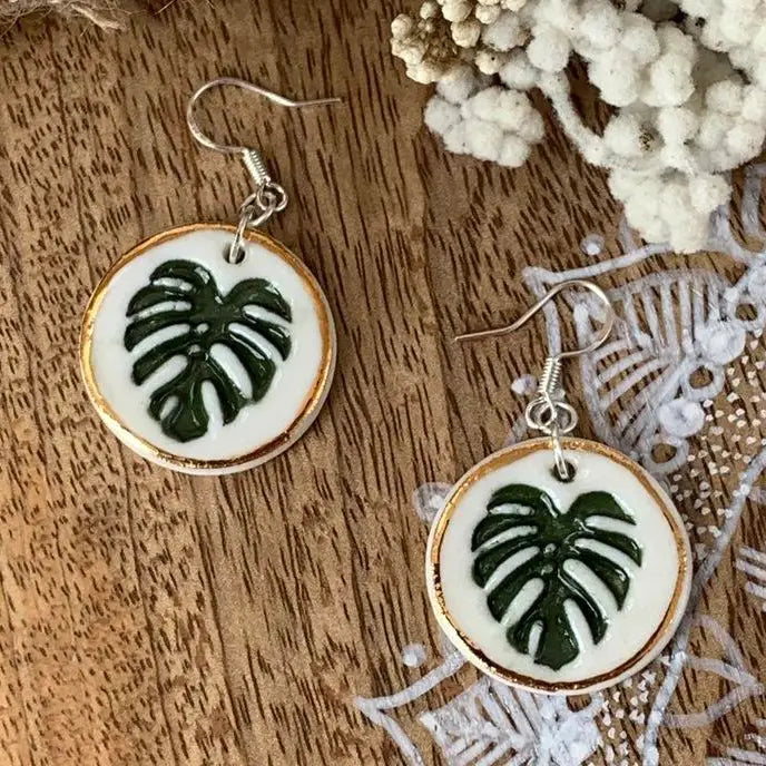 Handcrafted Imprint with Gold Dangle Earrings Earrings Wolf and Clay