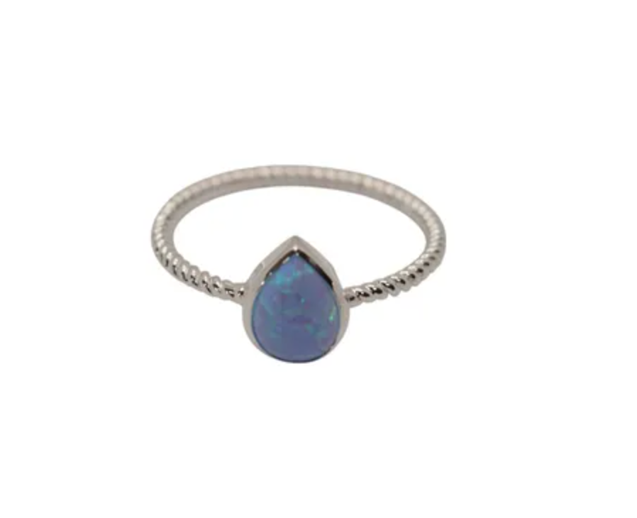 8mm Tear Drop Resin Opal Twist Ring Blue Rings Fabienne 6