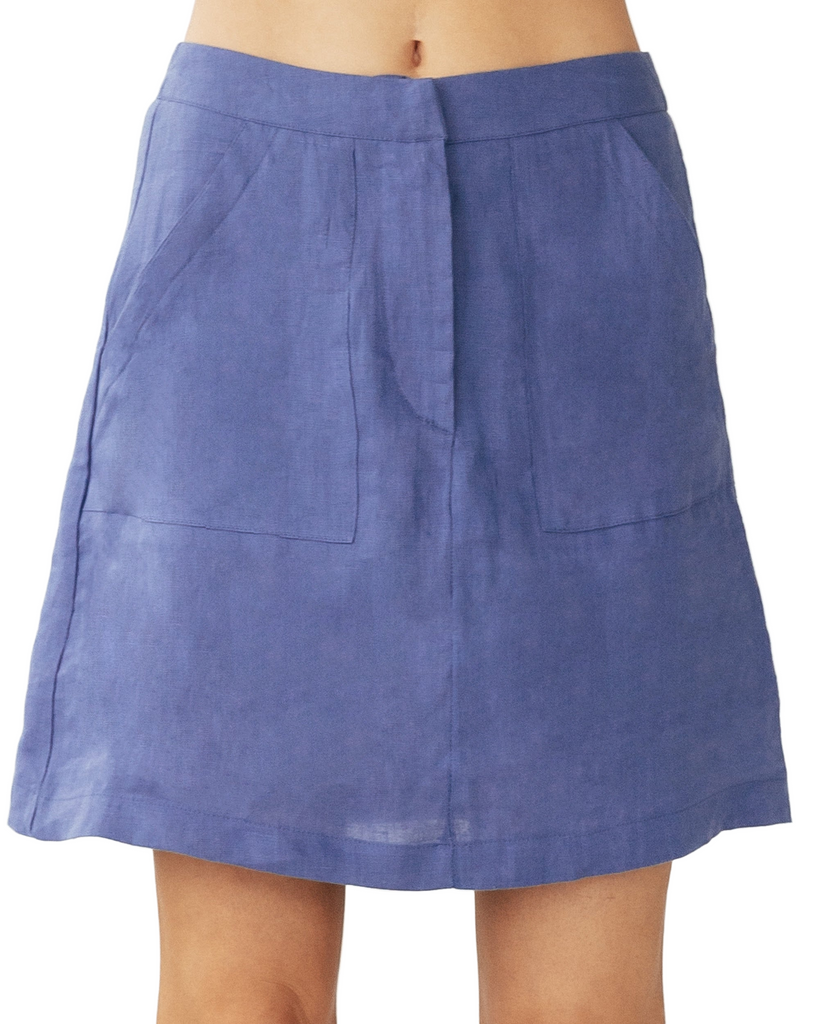 Aria Linen Skirt Blue Skirts White Closet   