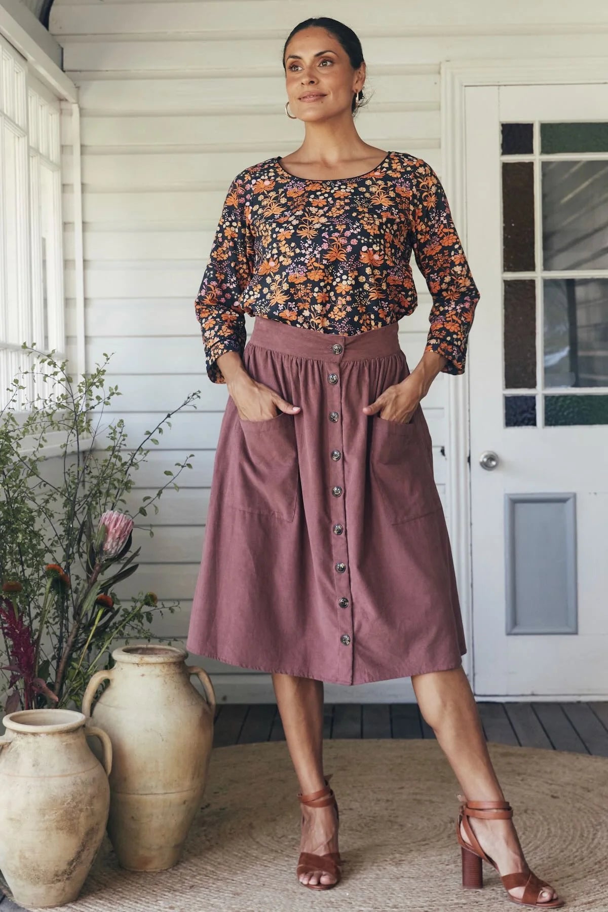 Tilly Skirt Corduroy Clove Skirts MahaShe