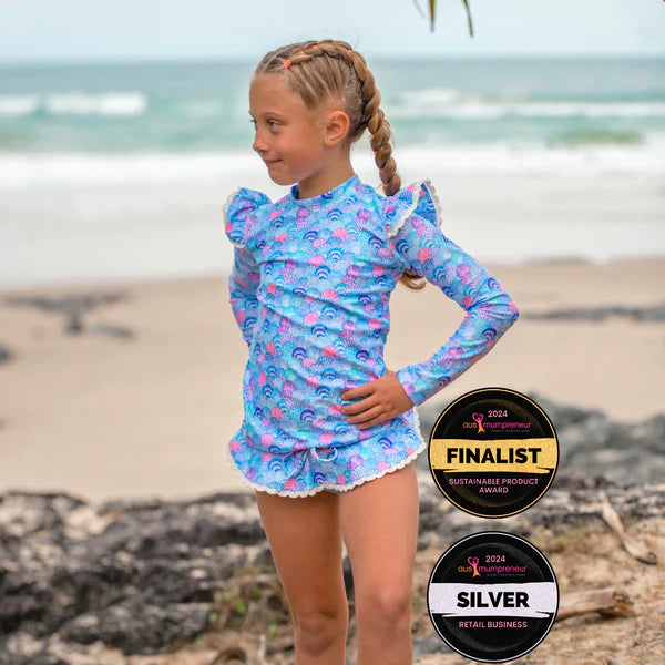 Mermaid Shell Girls Rash Guard Set Kids Dresses Fernleigh Avenue