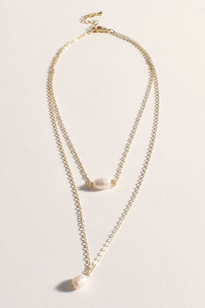 Fine Pearl Layer Necklace Gold/Cream Necklaces Adorne Default Title  