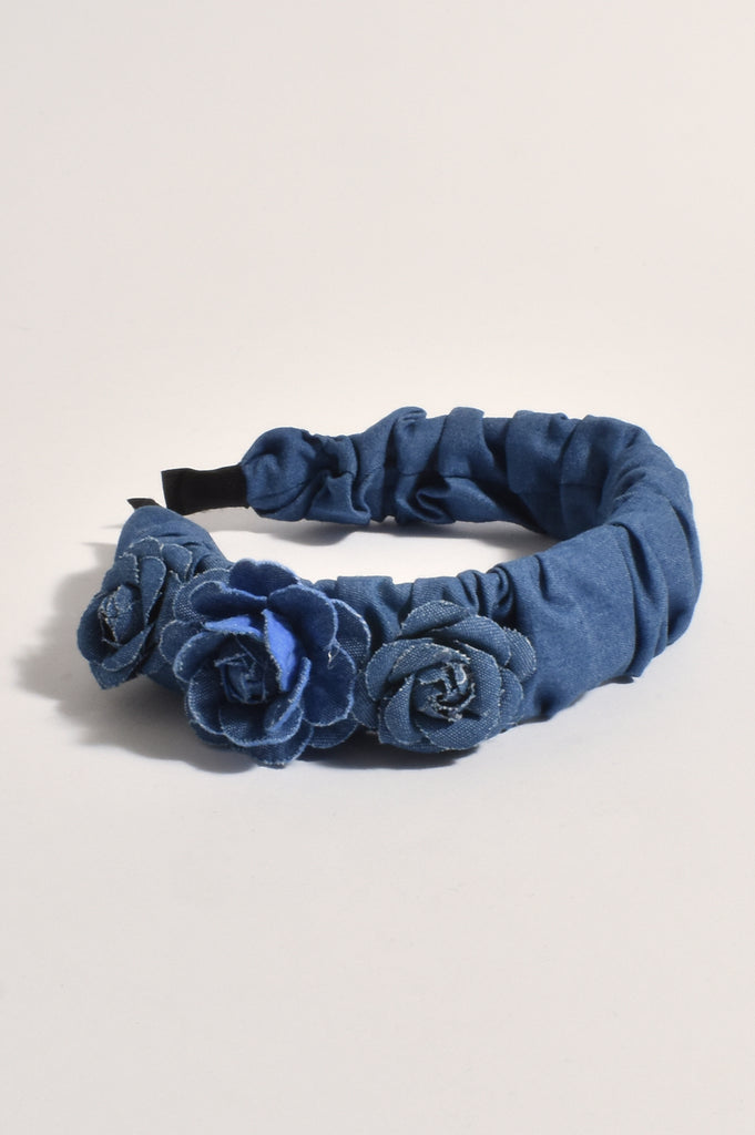 Denim Floral Headband Denim Hair Adorne Default Title  