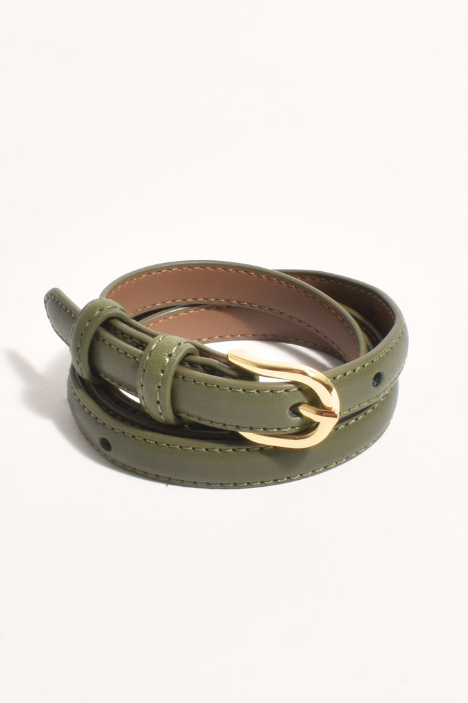 Blake Thin Jeans Belt Green/Gold Belts Adorne Default Title  