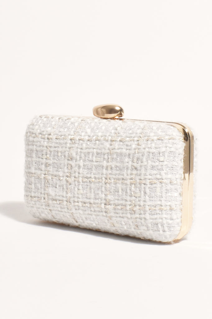 Luisa Boucle Structured Clutch White Bags and Purses Adorne Default Title  