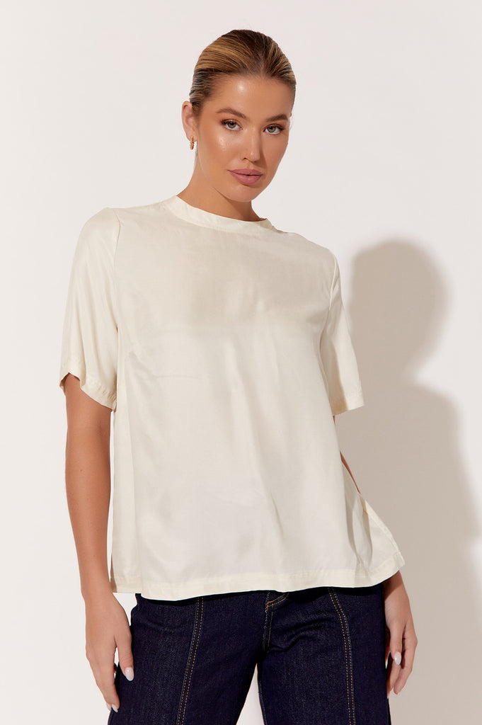 Arden Cupro Top Cream Tops Adorne   