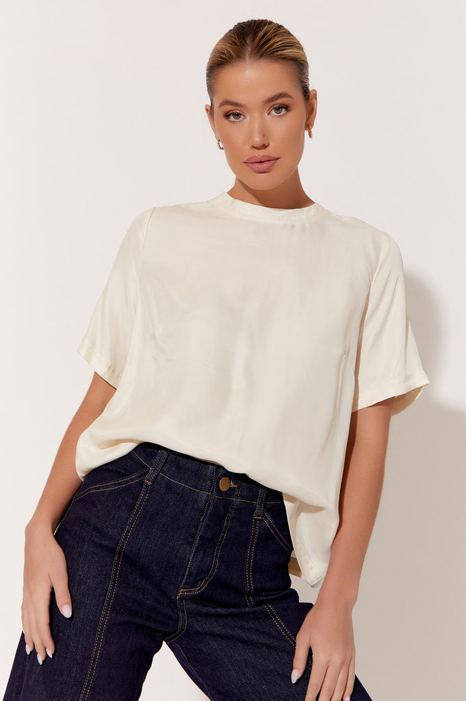 Arden Cupro Top Cream Tops Adorne   