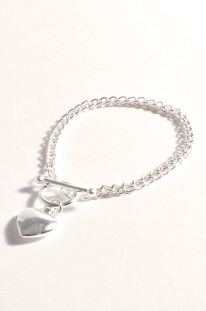 Rope Chain Heart Drop Bracelet Silver Bracelets and Bangles Adorne Default Title  