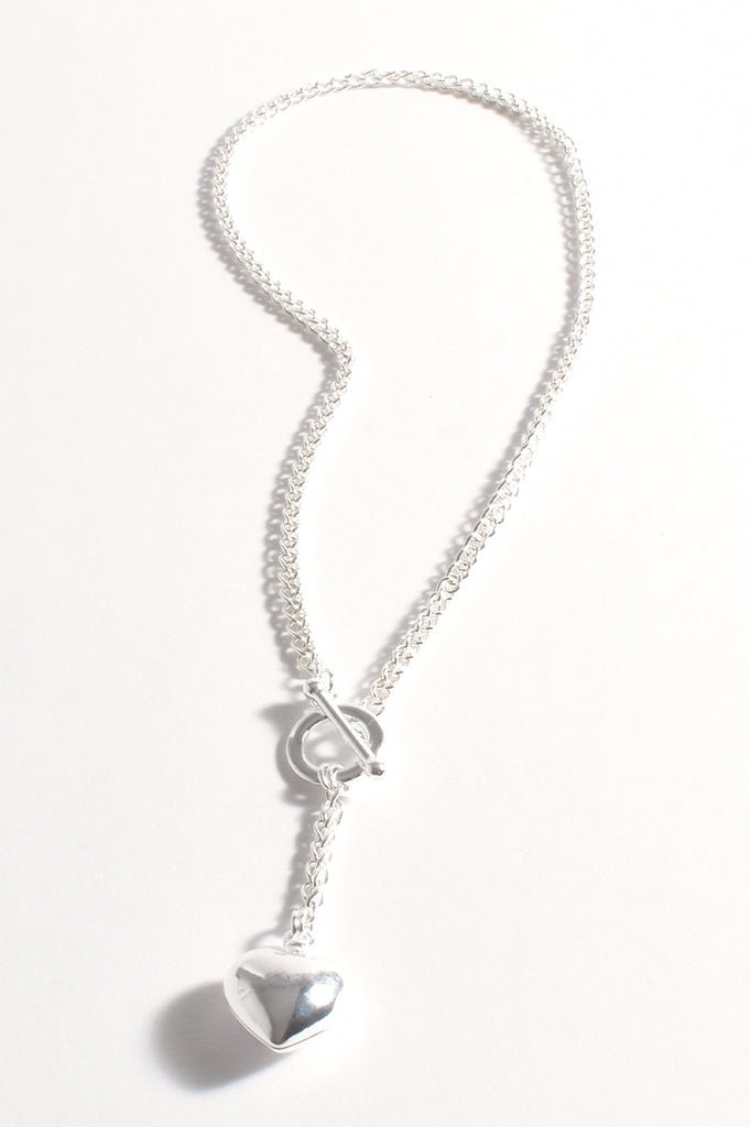 Rope Chain Heart Drop Necklace Silver Necklaces Adorne Default Title  