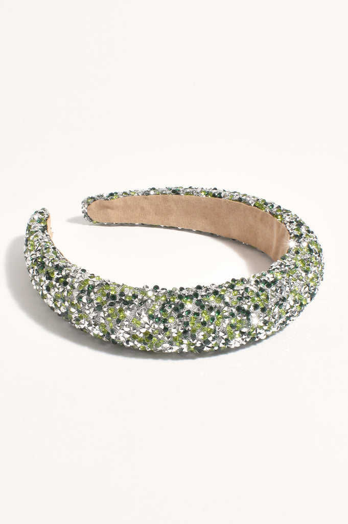 Dressy Diamante Event Headband Green Hair Adorne   