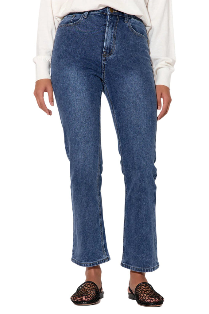 Madison Kick Flare Jean Mid Denim Bottoms Adorne   