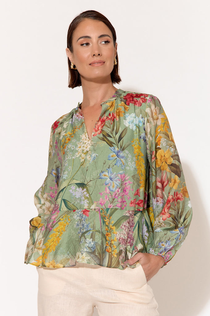 Darla Floral Printed Top Floral Tops Adorne   