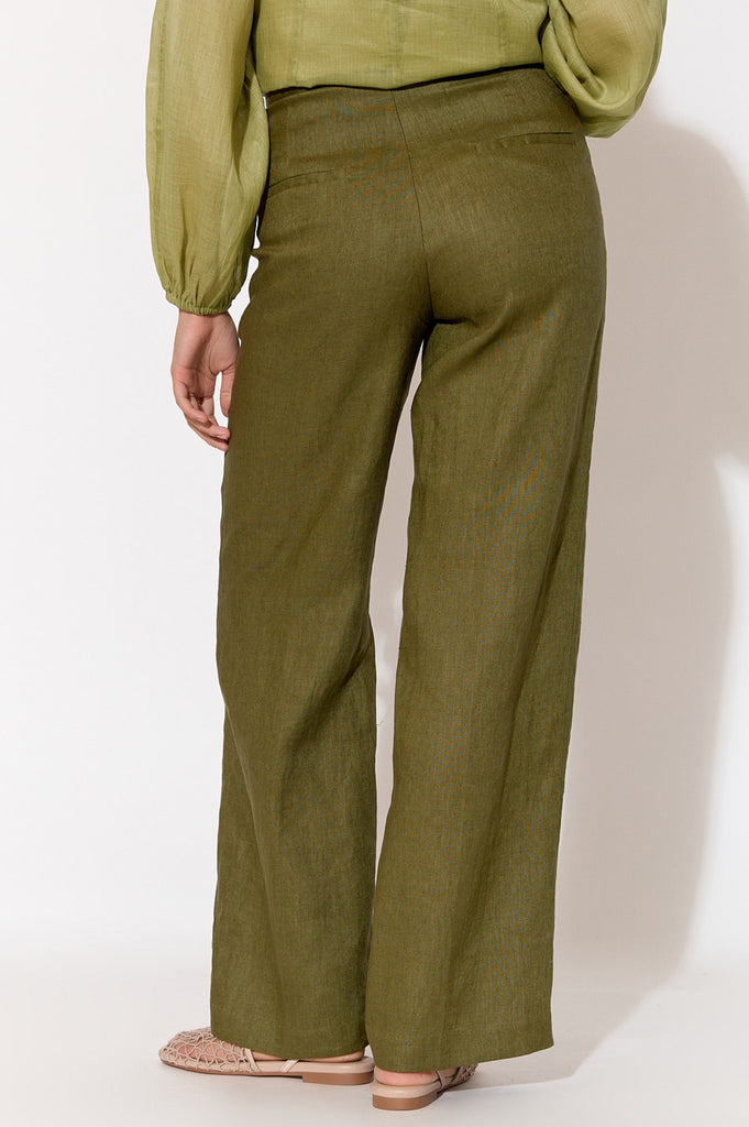 Nisha Linen Pant Green Bottoms Adorne   