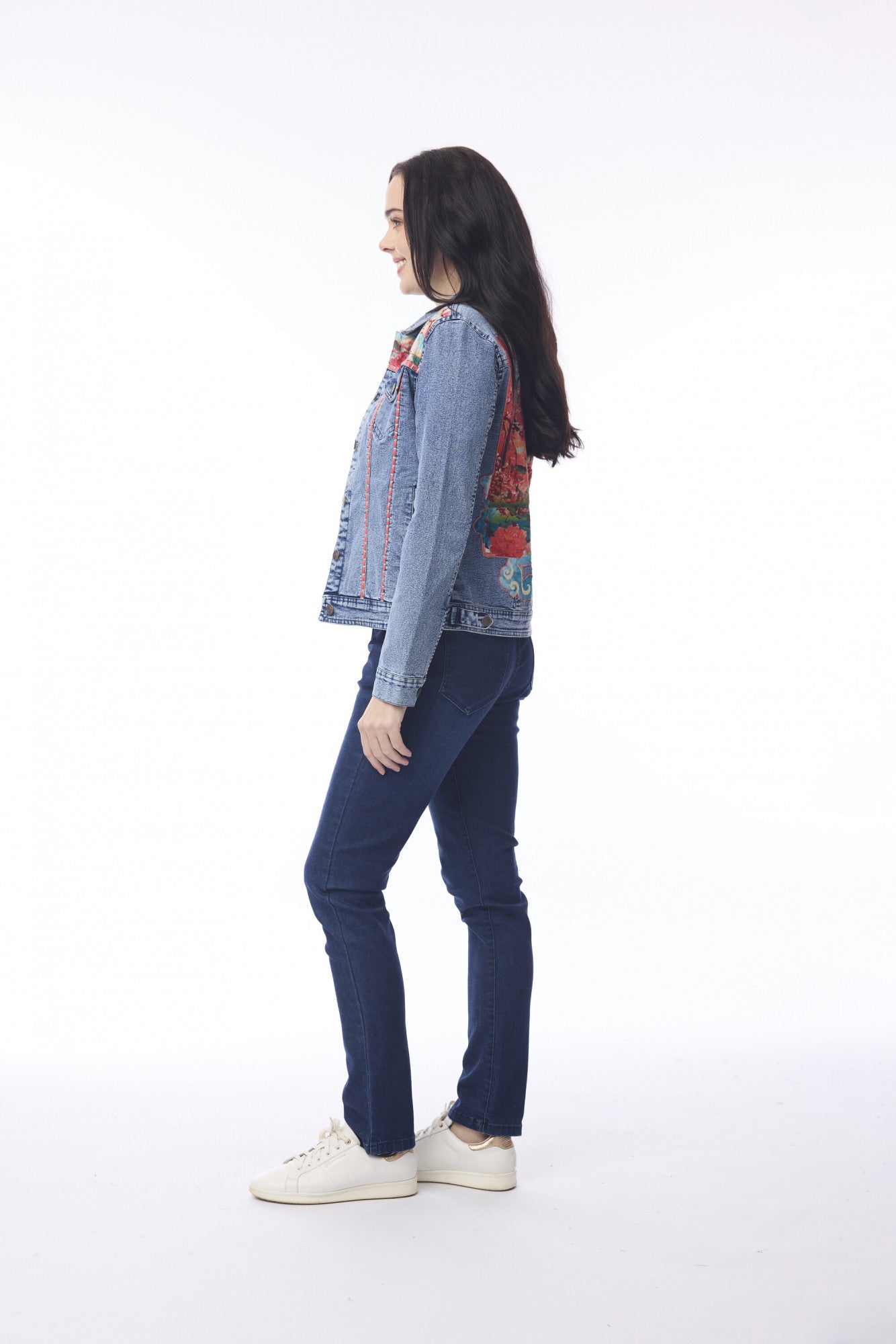 Nippori Jacket Denim Mix Print Jackets Orientique