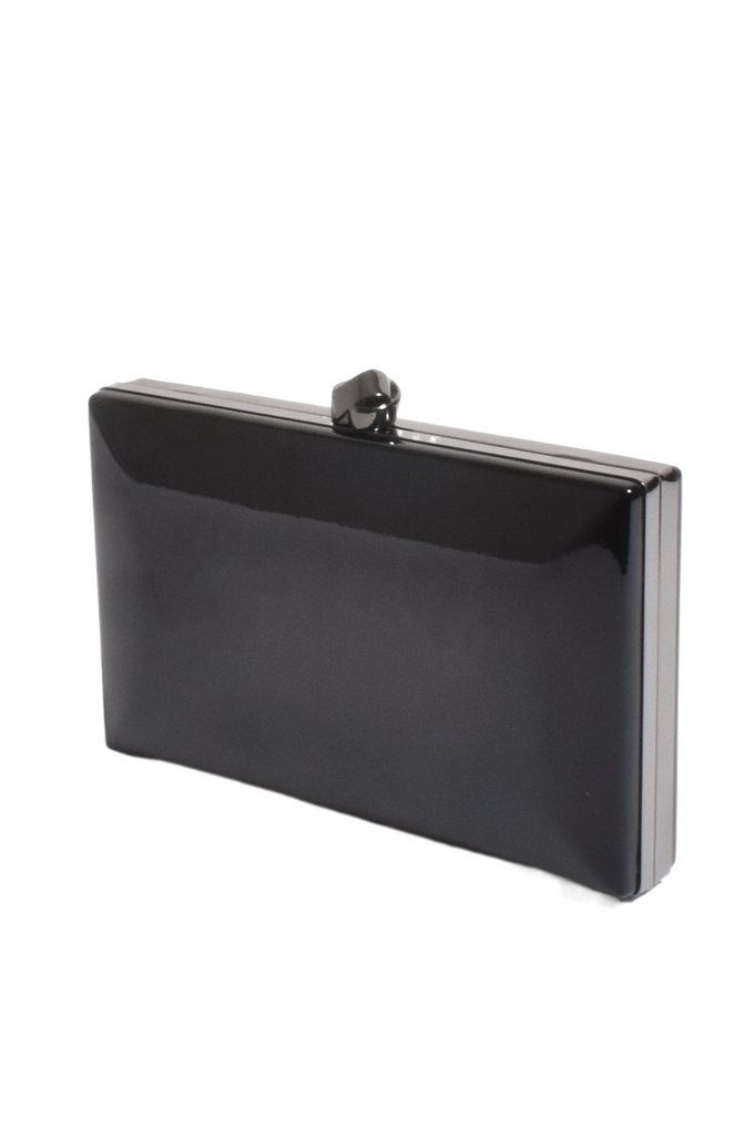 Mira Metallic Structured Clutch Black Bags and Purses Adorne   