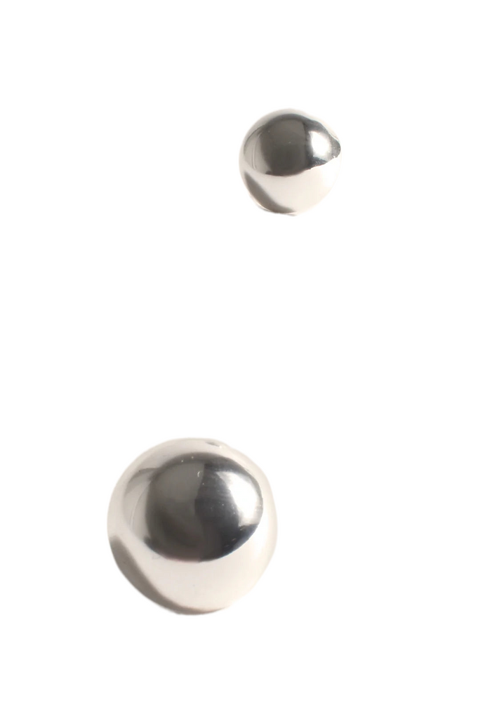 Polished Metal Dome Stud Earrings Silver Earrings Adorne   