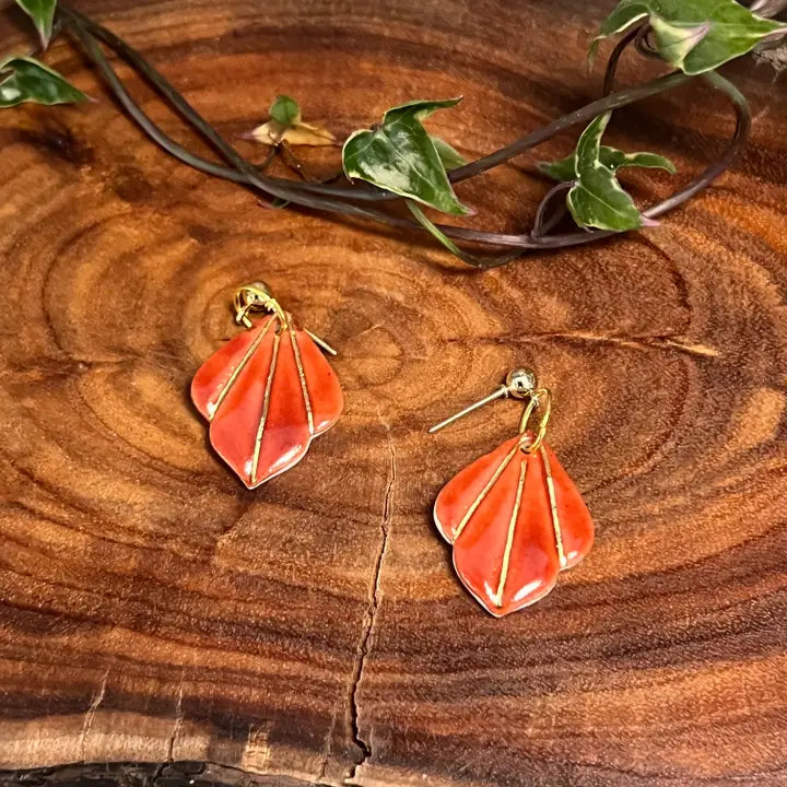 Holly Porcelain Earrings burnt Red Earrings Wolf and Clay