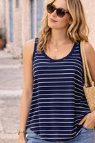 Ava relaxed Tank Navy With White Stripe Tops Jovie The Label