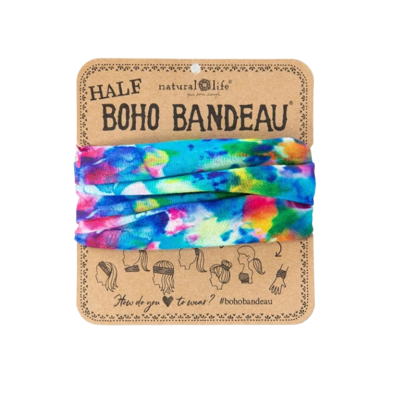 Boho Bandeau Half Blue Rainbow Tie Dye Bandeau Natural Life   