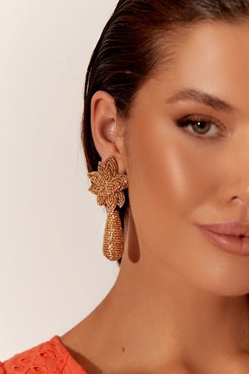 Aila Beaded Event Earrings Gold - Global Free Style