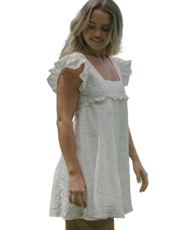 Swan Heirloom Mini Dress White Dresses Jollou AU 6-8