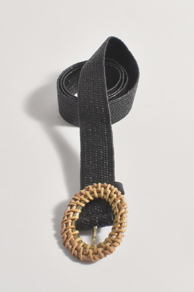 Thin Rattan Buckle Stretch Belt Black Belts Adorne   