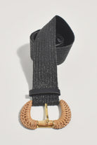Bamboo Detail Buckle Weave Belt Black - Global Free Style