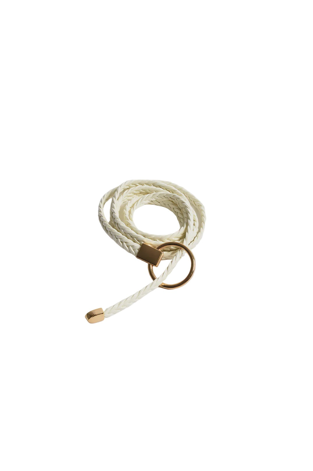 Ring Front Plaited Tie Belt White - Global Free Style