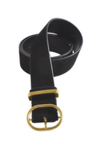 Metal Oval Buckle Suede Belt Black - Global Free Style