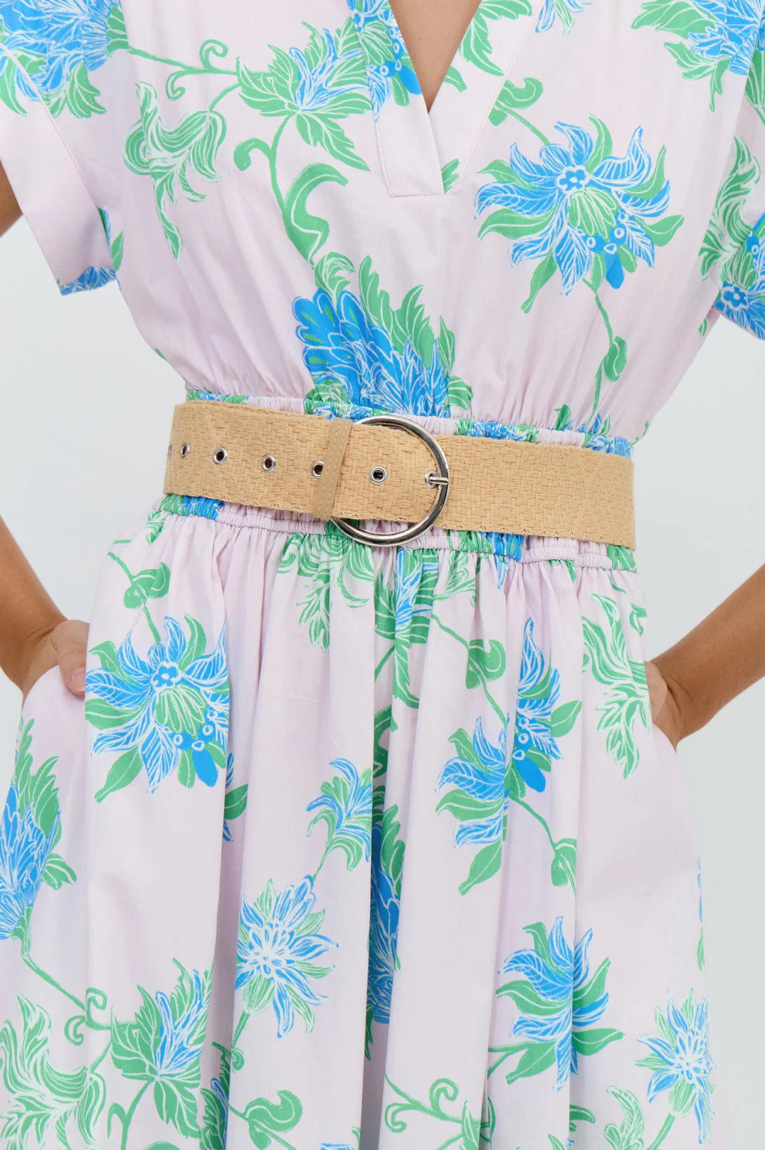 Metal Buckle Fabric Weave Belt Natural - Global Free Style