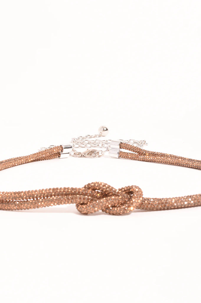 Diamante Knot Rope Belt Bronze Belts Adorne