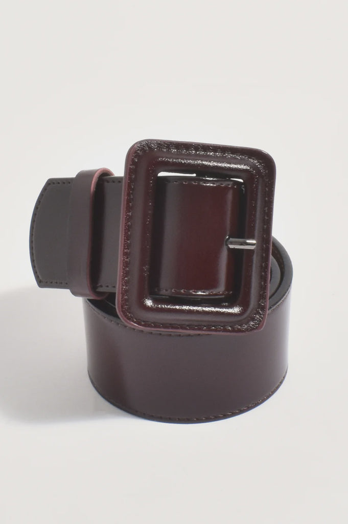 Leather Covered Buckle Belt Burgundy Belts Adorne