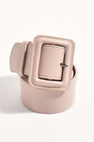 Leather Covered Buckle Belt Nude - Global Free Style