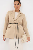 Metal Disc Tie Front Belt Tan Belts Adorne