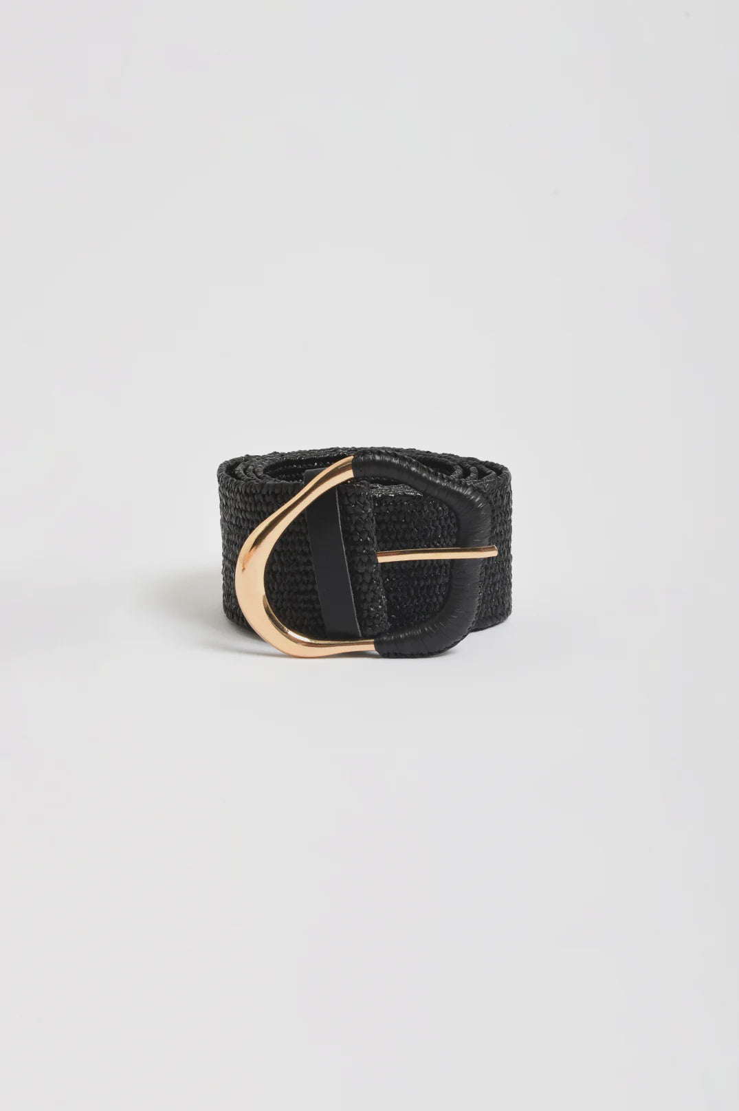 Wrapped Buckle Stretch Belt Black/Gold Belts Adorne