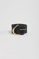 Wrapped Buckle Stretch Belt Black/Gold Belts Adorne