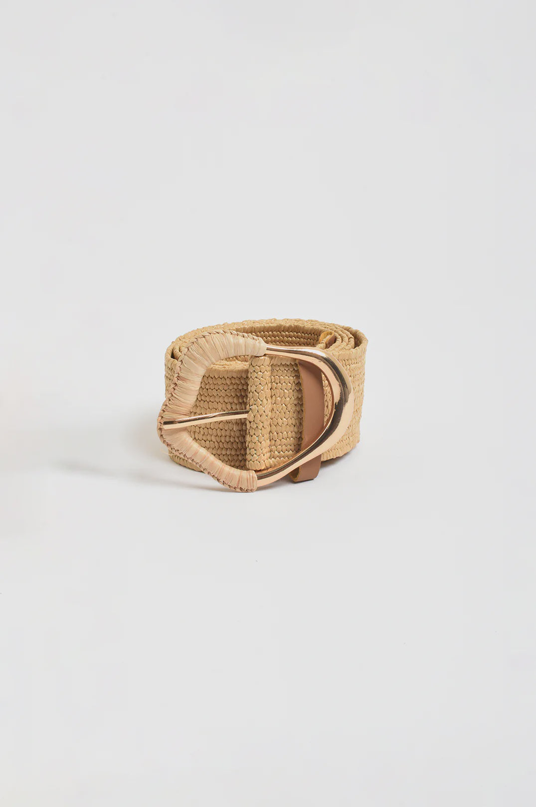 Wrapped Buckle Stretch Belt Camel/Gold Belts Adorne