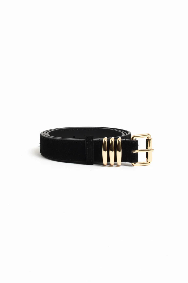 Kory Suede Jeans Belt Black/Gold Belts Adorne