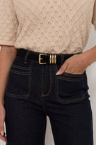 Kory Suede Jeans Belt Black/Gold Belts Adorne