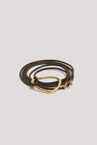 Hammered Metal Ring Tie Front Belt Chocolate/Gold Belts Adorne