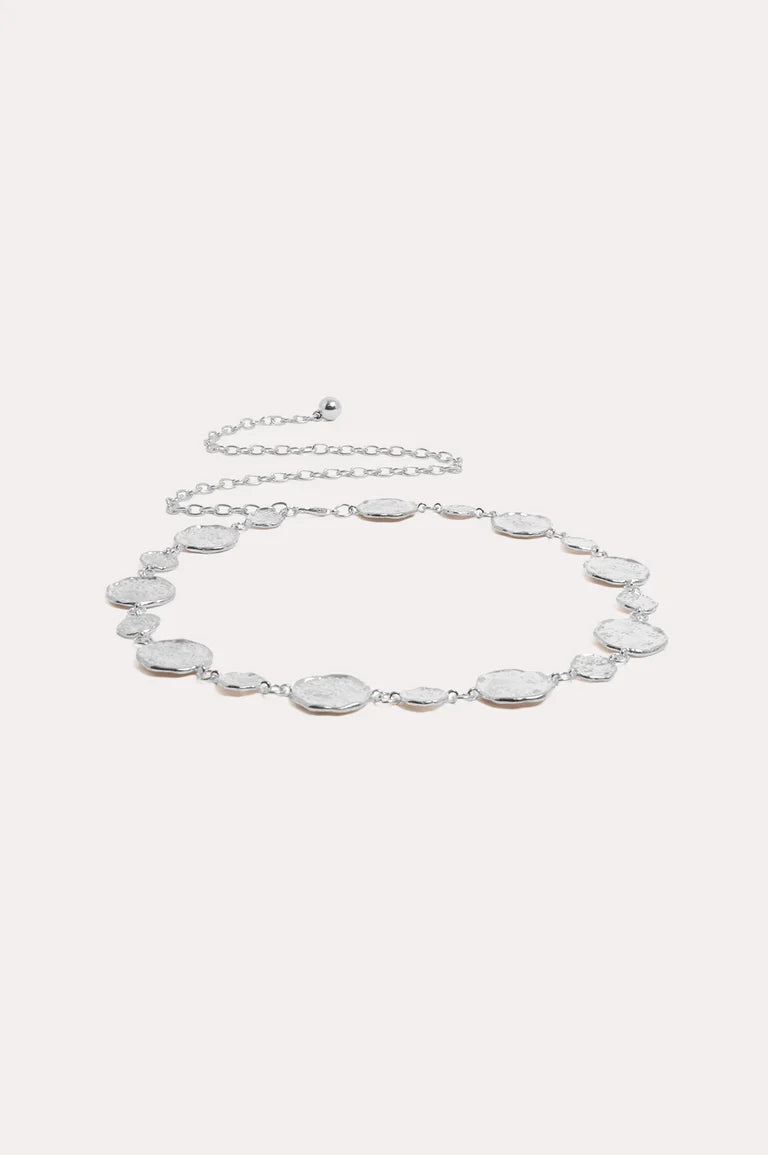 Textured Metal Disc Chain Belt Silver Belts Adorne