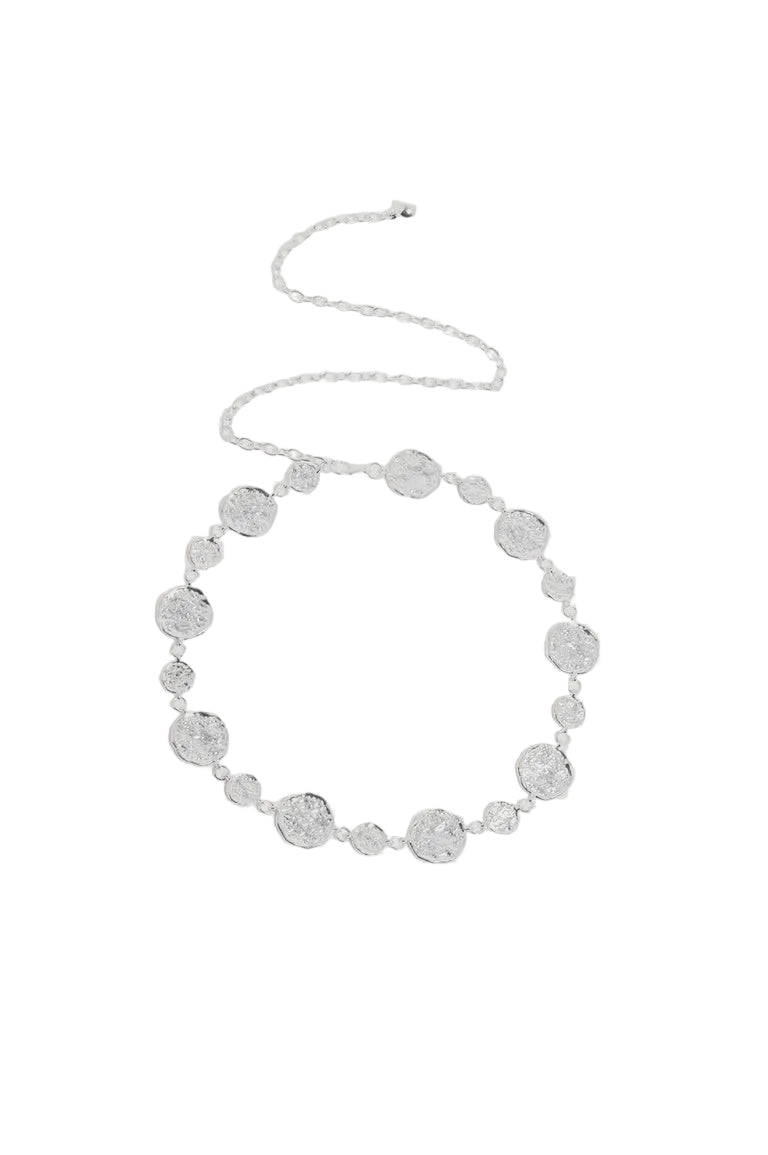 Textured Metal Disc Chain Belt Silver Belts Adorne